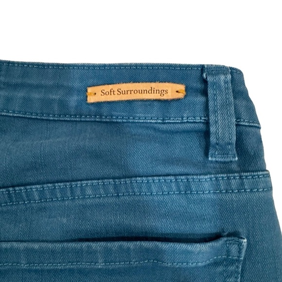 Soft Surroundings Women's High Rise Slim Jeans 8T Teal Blue Cotton Stretch - Picture 7 of 9